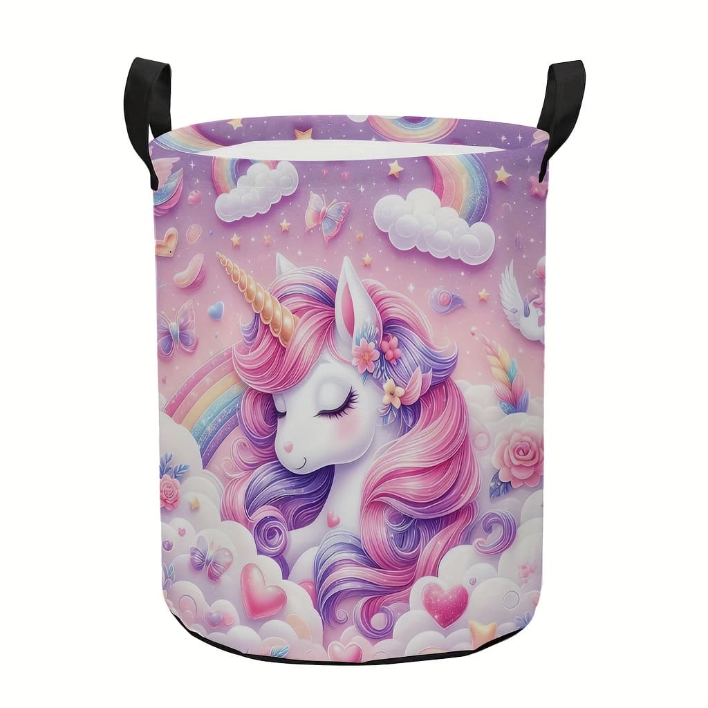 TEMU Pony 1pc Pony Cartoon Cute Folding Laundry Basket, Dirty Clothes Storage, Laundry Organization And Storage For Bathroom Bedroom Living Room Dorm, Home Decor, Finishing Bucket, Laundry Baskets