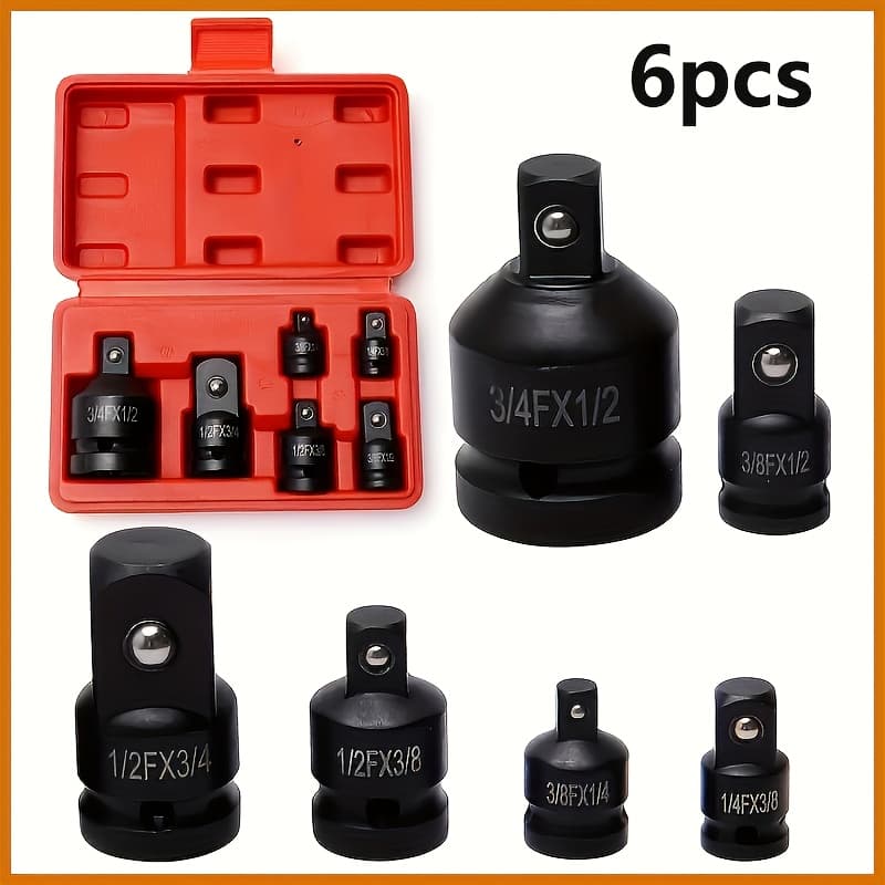 TEMU Set Of 6 Socket Adapters Chrome Vanadium Steel 50bv30 Eurocannon For Pneumatic 1-3/4-1/2-3/8-1/4