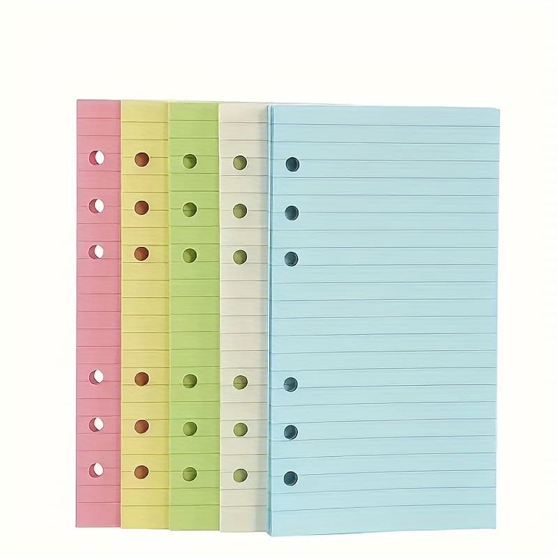 TEMU 50 Sheets Of Colorful Refill Paper In A6/a5 Size, Featuring 5 Vibrant Colors. This Thick Paper Is Designed For 6-hole Binders And Used As Loose-leaf Inserts For Journals And Notebooks