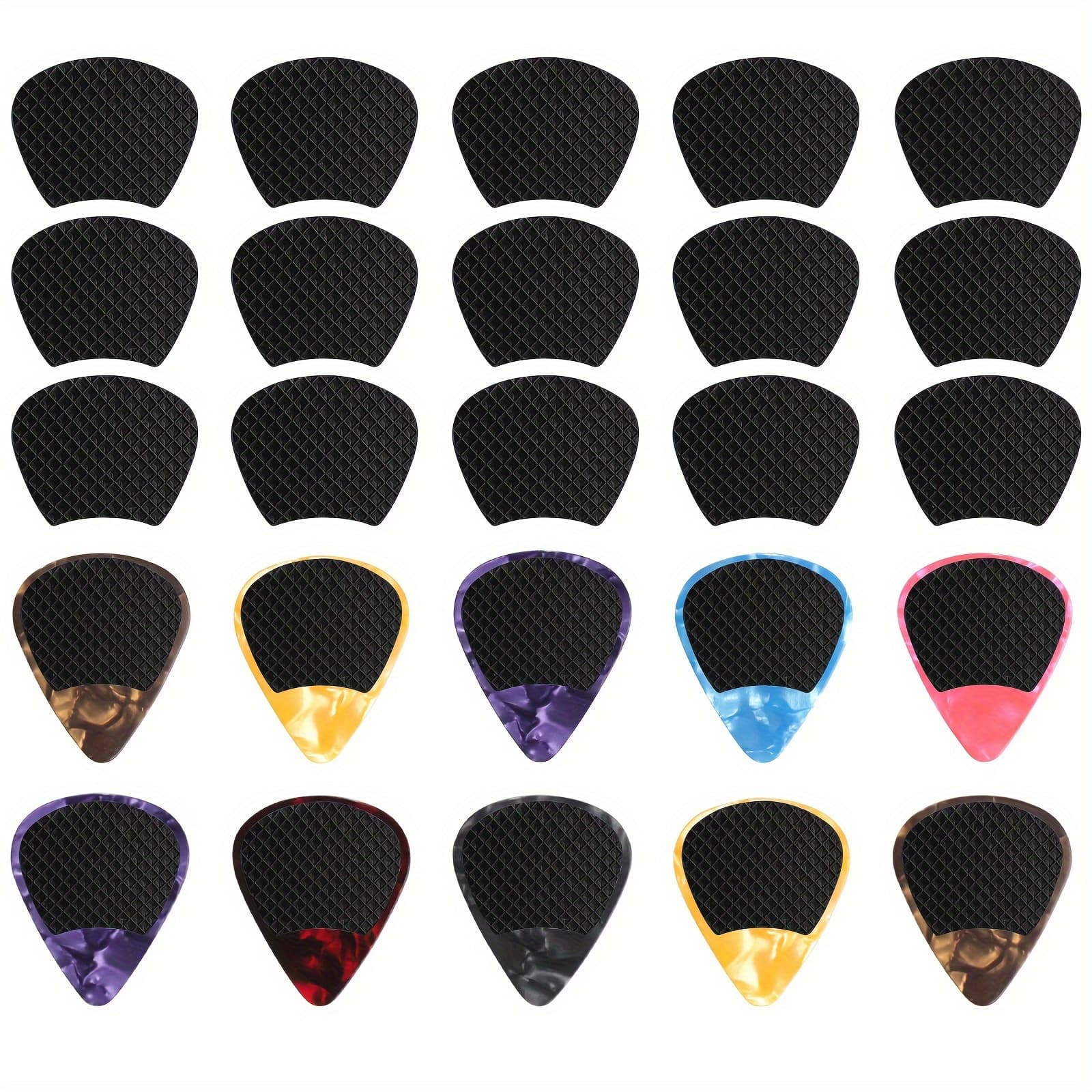 TEMU 60pcs Guitar Picks Grips, Anti Slip Silicone With 10 Guitar Picks (guitar Pick Colour Random), 2 Different Thicknesses Guitar Picks, Self-adhesive Guitar Pick Holder