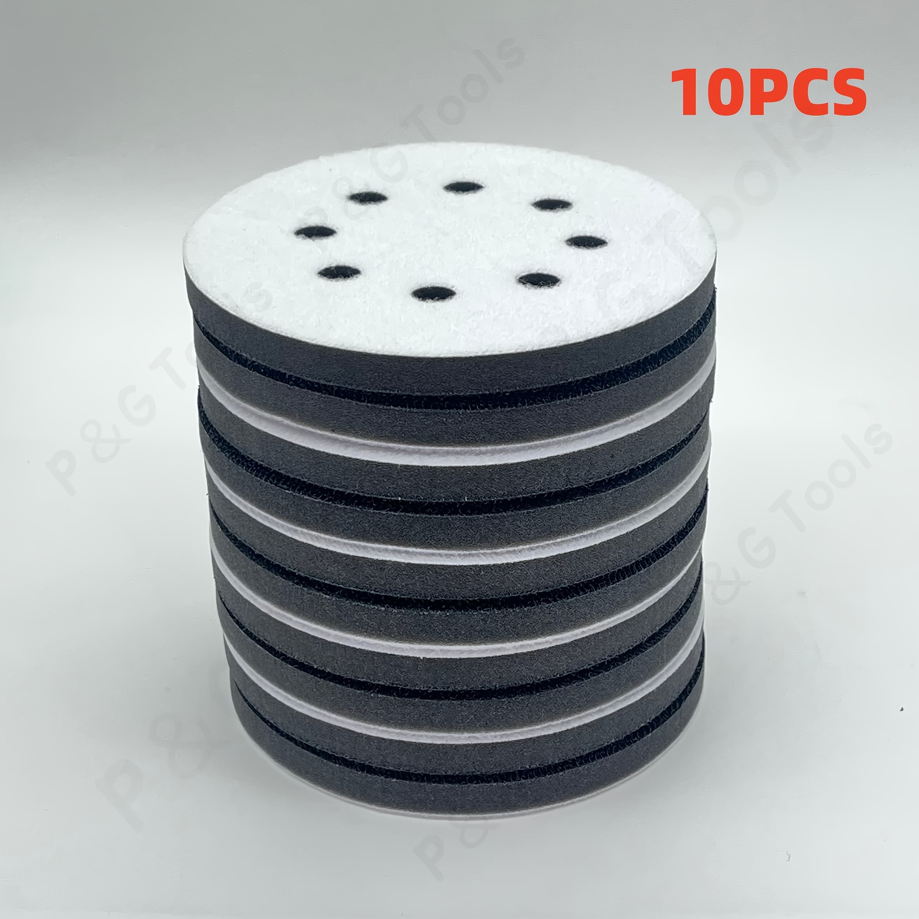 TEMU 10pcs Of 5-inch 8-hole Soft Density Interface Pads, Sponge Buffer Back Pads, Sponge Pads For Orbital , Professional Sponge Sandpaper Pads For Orbital , Sponge Sanding Interface Pads