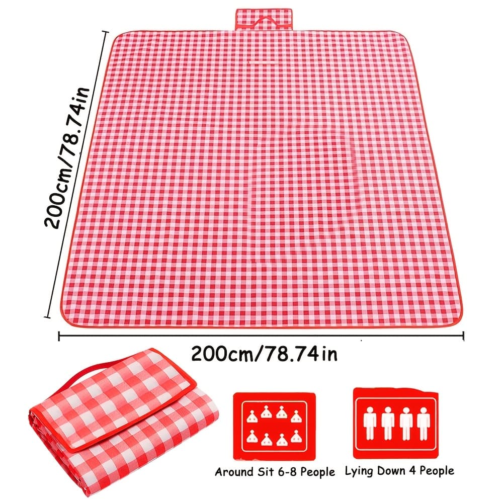 TEMU 1 Pack Extra Large Picnic Blankets, 78.7"x78.7" Foldable Beach Blanket, Beach Mat, Portable Washable Picnic Blankets For Grass Outdoor Travel Camping Non-food Direct Contact