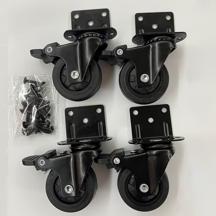 TEMU 4pcs 2-inch Heavy-duty Swivel Casters With Brake - , -quiet Rolling And Floor Protection - Durable Metal & Polyester Construction For Tile, Carpet, Wooden, Marble Floors With