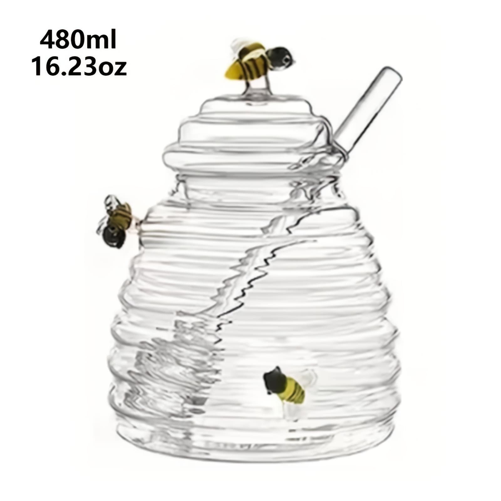 TEMU 1 480ml Honey Jar With A - A Bee-themed Glass Container Featuring An Airtight Lid, Suitable For Dispensing Syrup Pantry, Perfect As A Gift For Beekeepers