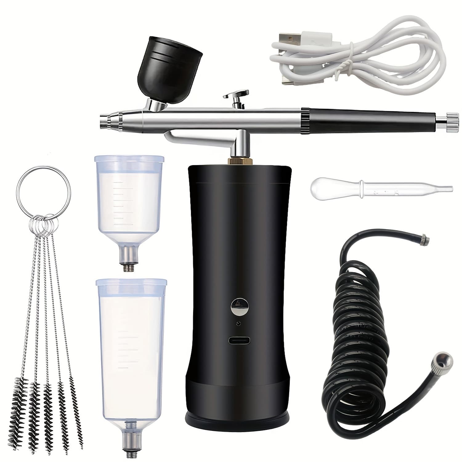 TEMU Versatile Airbrush Kit - Handheld, Rechargeable, 0.3mm Tip - Perfect For Art, Beauty, And Baking