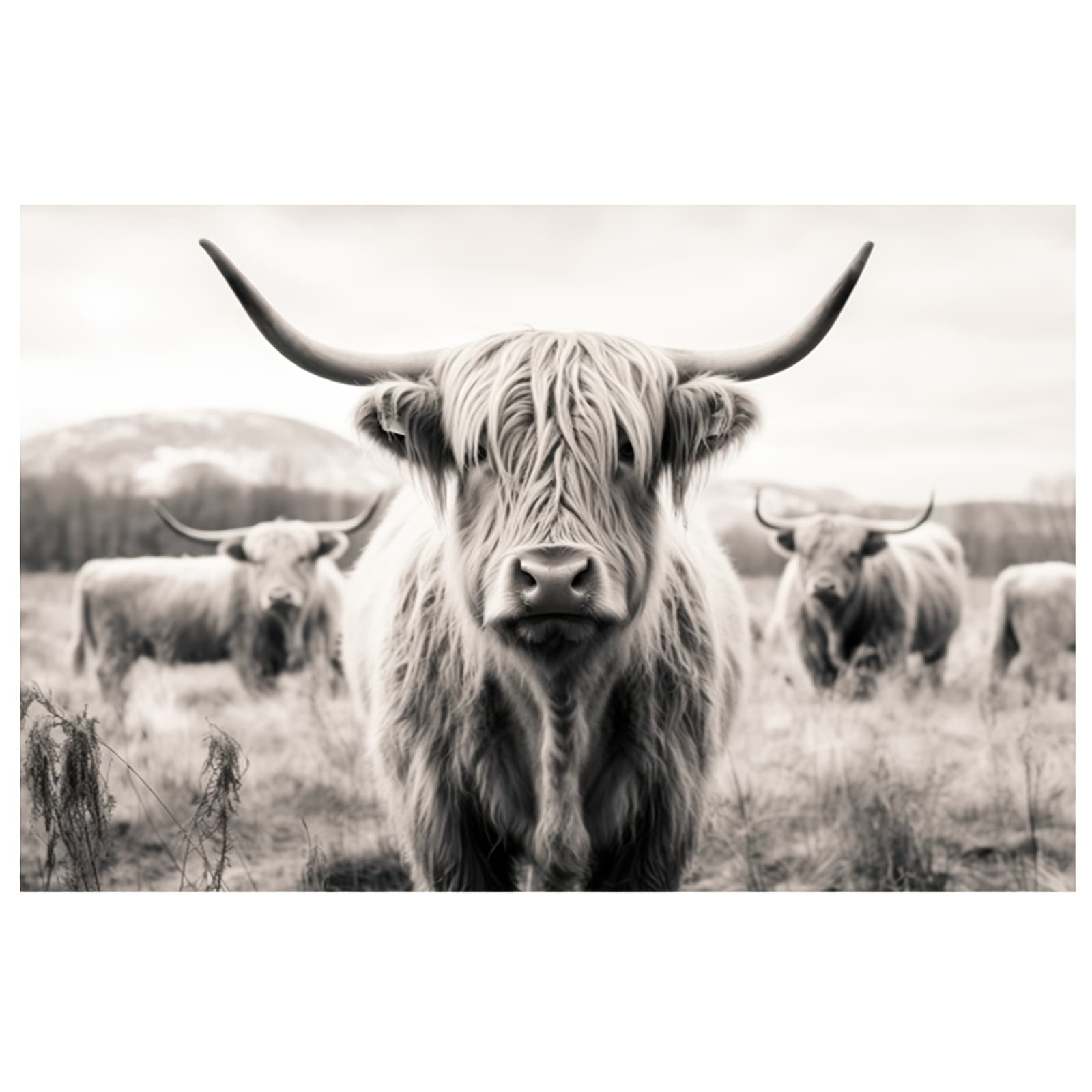TEMU 2d Flat, 2d Flat, 12x18 Inch Frameless Canvas Art Print - Black And White Rustic Farmhouse Wall Decor, Premium Canvas Wildlife Poster For Living Room, Bedroom, Office And Home Enhancement