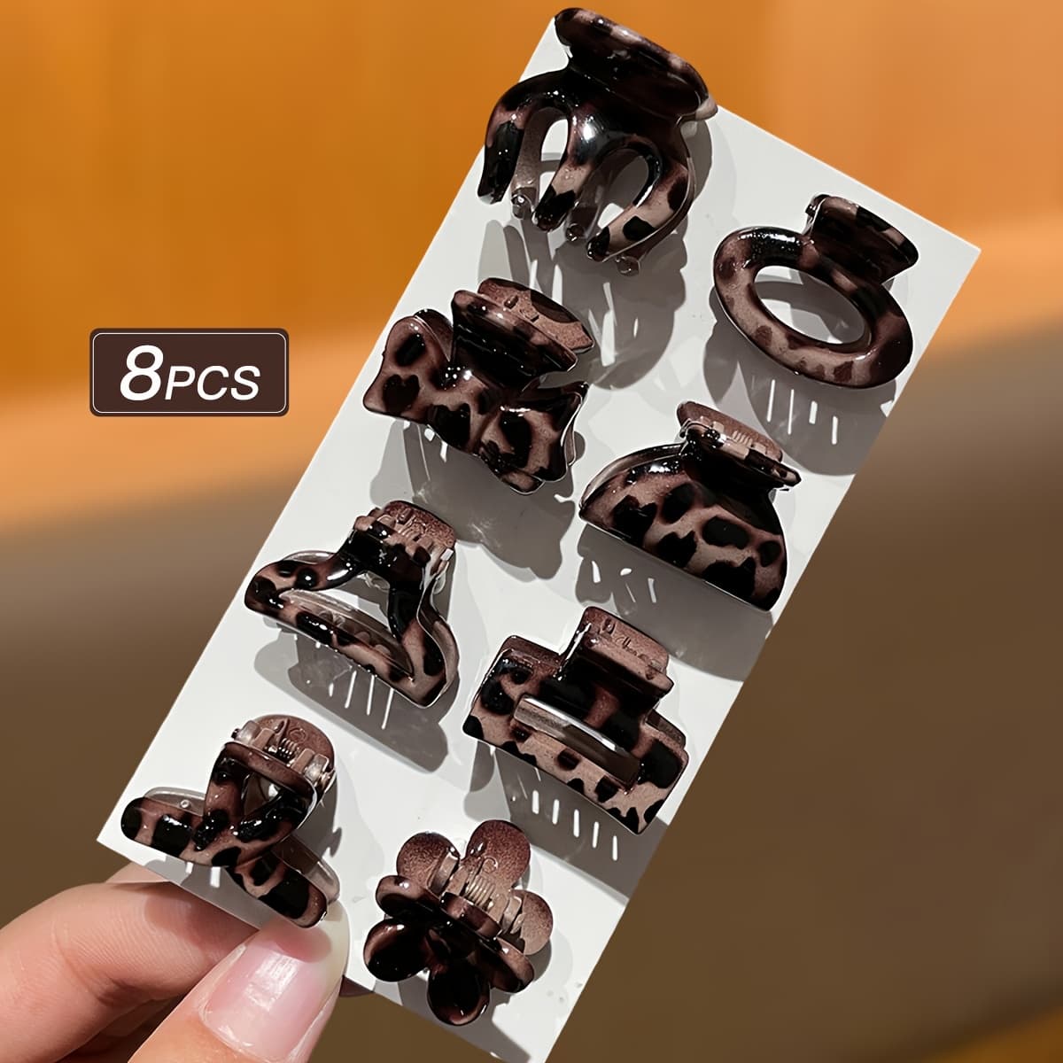 TEMU 8pcs Leopard Print Small Hairpin High Ponytail Easy Versatile Fashion Cute Grab Clip Headwear Hairpin Hair Additions