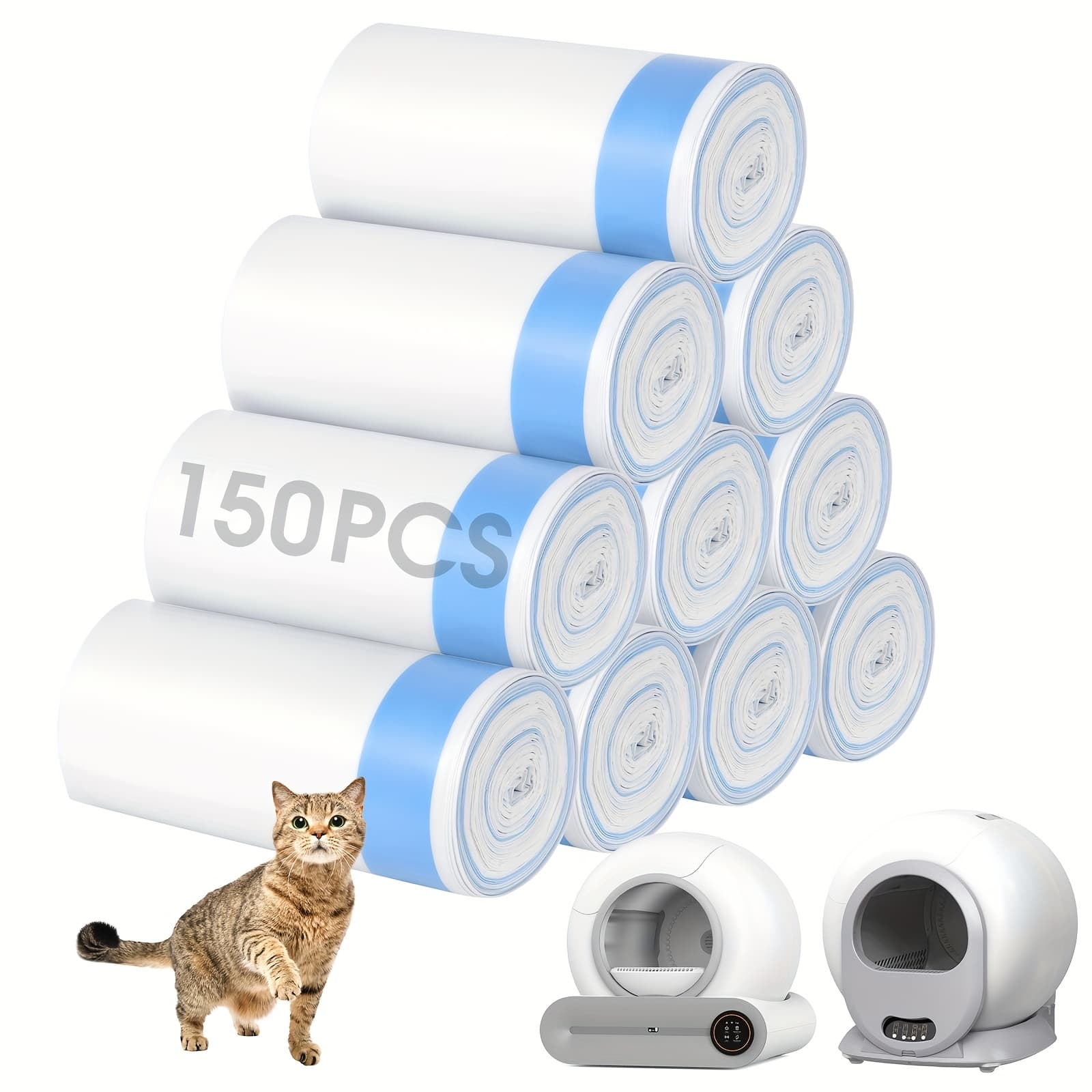 TEMU Advwin Cat Litter Liner 75/150 Count, Disposable Cat Litter Box Bag, Thick Kitten Litter Bag Liner, Large Size With Drawstring, Leak-proof Cat Litter Liner, Drawstring Garbage Bag