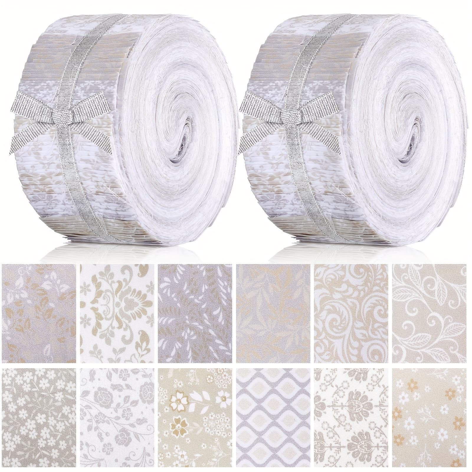 TEMU 200pcs Cream Color Scheme Fabric Roll 2.55 Inch Fabric Strips For Quilting Precut For Quilting And Sewing Diy Crafts