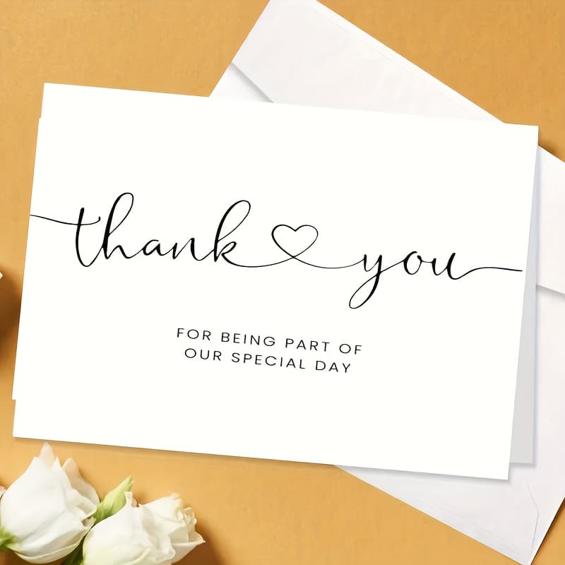 TEMU 1pc/6pcs With Envelopes. Elegant Wedding Thank You Cards - Perfect For , English Text, Ideal For Use