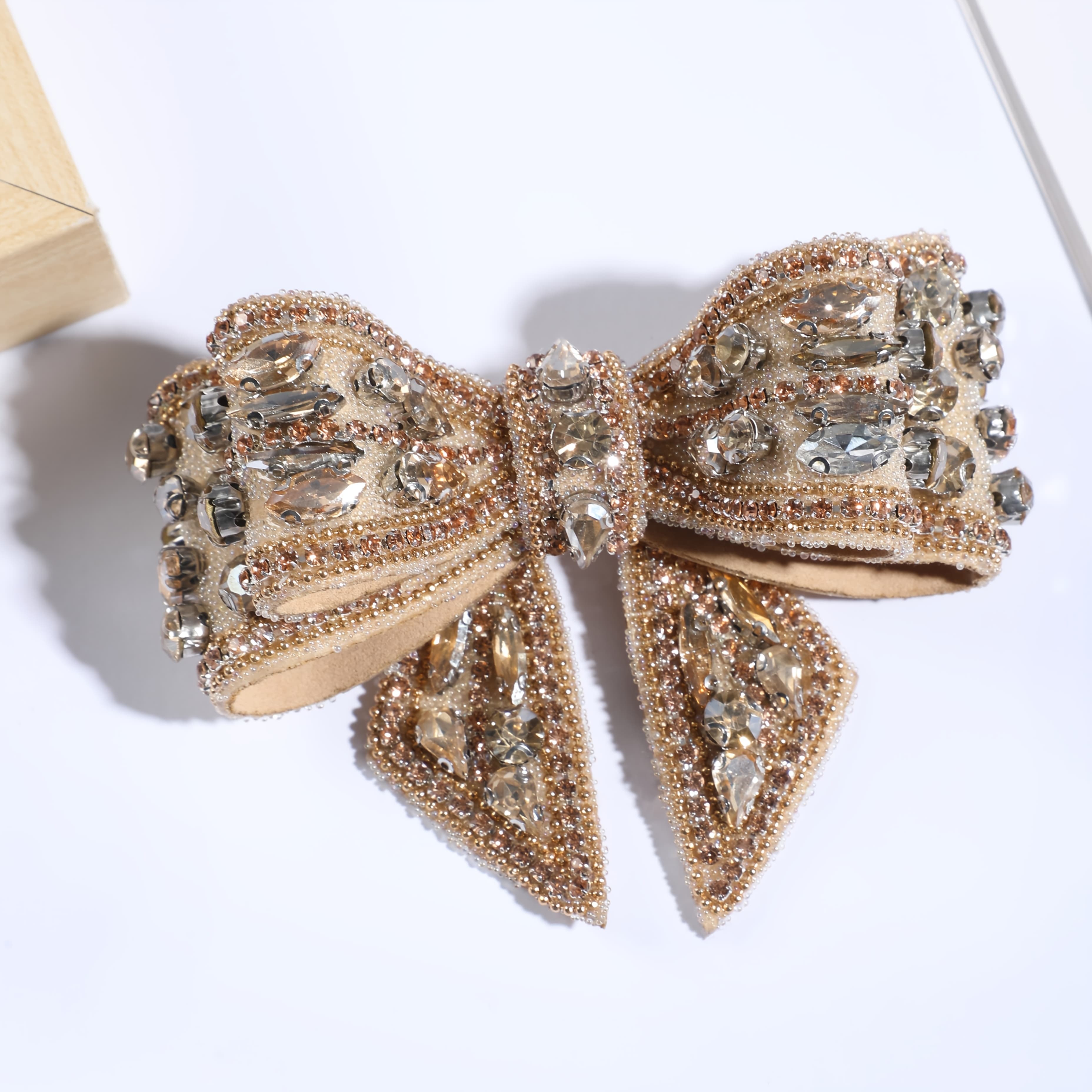 TEMU 1pc Elegant Ladies Fashion Bow Tie With Shiny Accents, Polyester, Perfect For Party And Evening Events, Do Not Wash