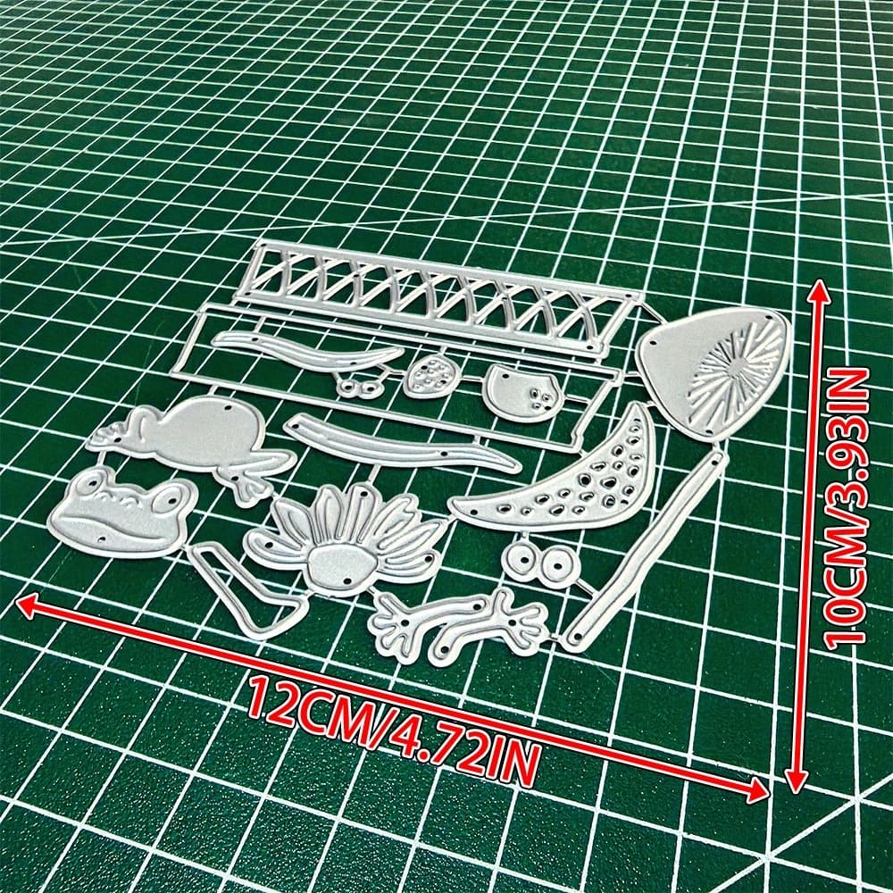 TEMU 1pc Mushrooms And Frogs Metal Die Cut, Diy Scrapbooking Embossing Stencil, Handmade Greeting Card Decoration Cutting Dies, Gift Card Making.