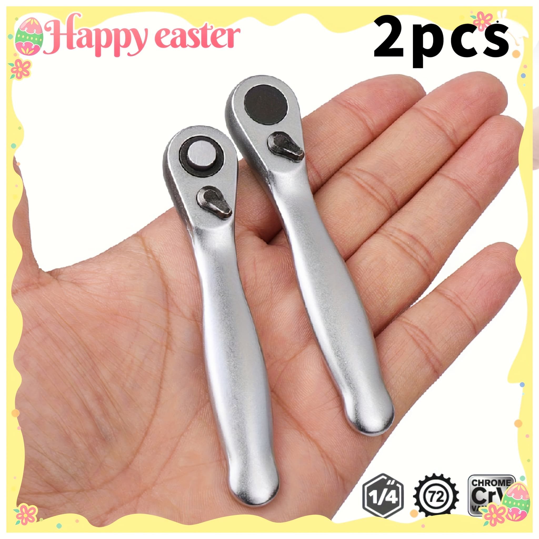 TEMU 2pcs Of Mini Ratchet Wrenches With 72 Teeth, 1/4 Inch Drive Socket Quick Wrench, Made Of Durable Chrome Vanadium Steel, Suitable For Tight Spaces