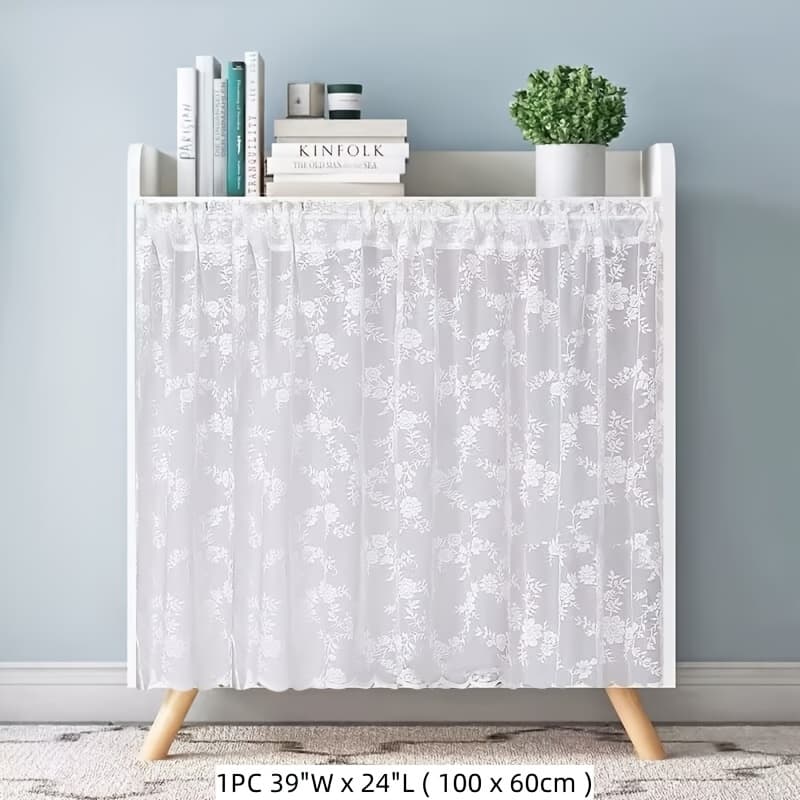 TEMU 1pc Wpkira Romantic White Lace Sheer Floral Curtain - Lightweight Voile Window Drape For Living Room, Kitchen, Study, Cafe | Transparent, Decor, Curtains For Living Room