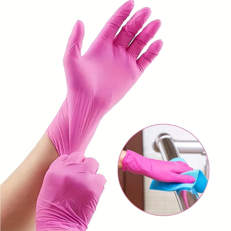 TEMU 50pcs Disposable Black And Gloves, Disposable Gloves For Household Cleaning, 5 Mil, Suitable For Kitchen, Dishwashing, And Home Cleaning, Thick Gloves, Disposable Nitrile Gloves