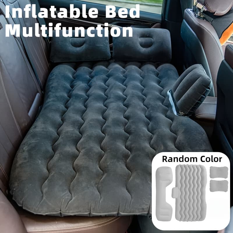 TEMU Inflatable Mattress For Multiple Vehicle Models, Foldable Travel Sleeping Pad For Backseat, Random Color Black/gray, Easy To Store