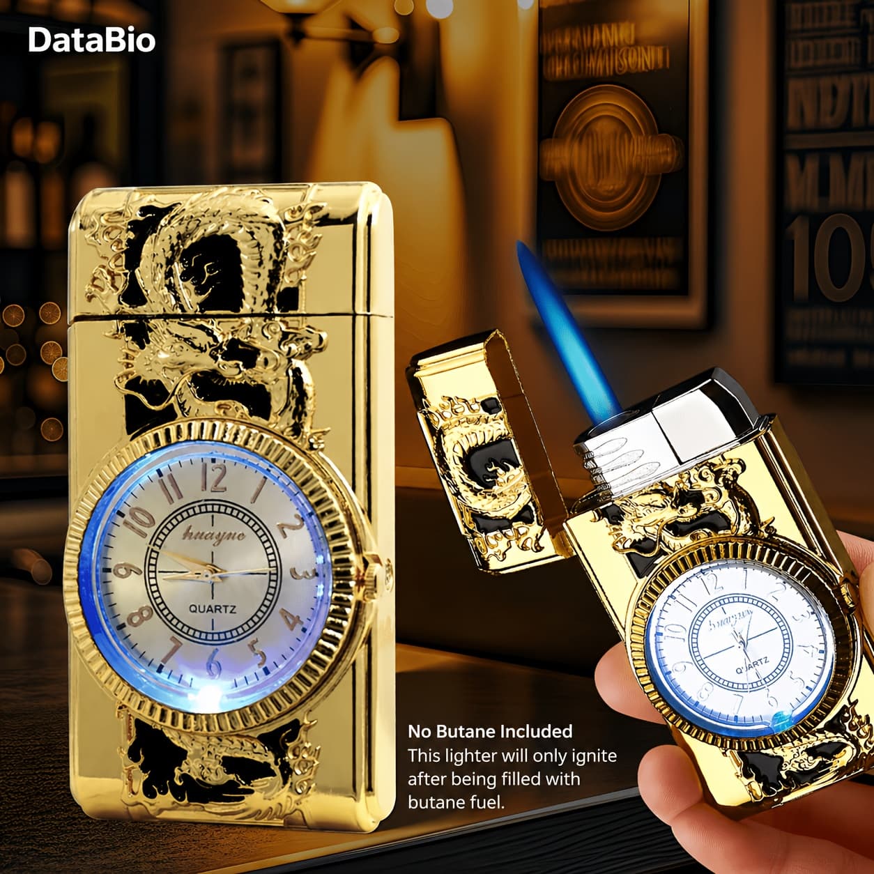 TEMU (no Butane)retro Watch Windproof Lighter, Retro Watch Frame Jet Flame Torch, , Suitable For Kitchen Barbecue, Candle, Outdoor Camping Cool Lighter