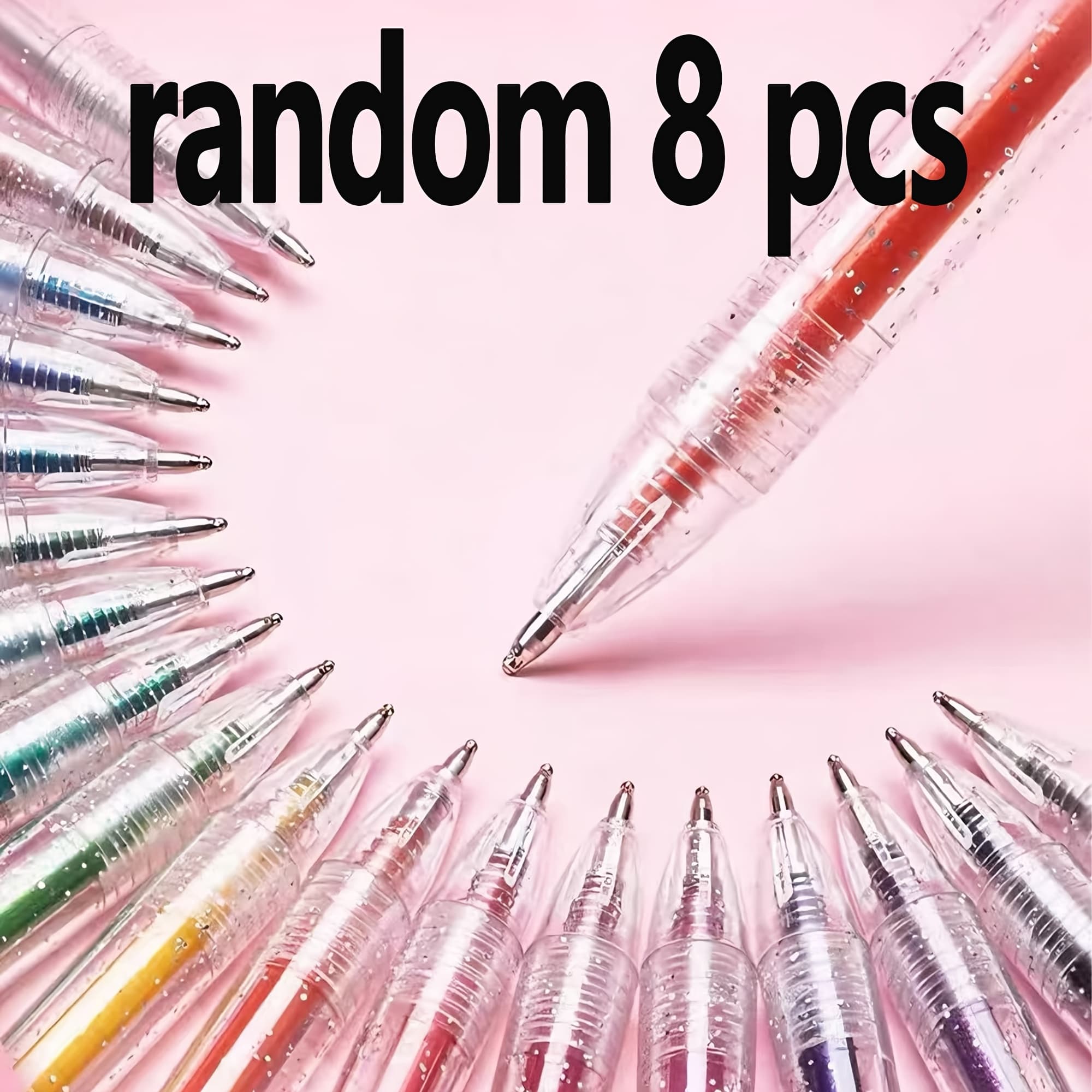TEMU Random 8pcs Set Of Glitter Gel Pens Suitable For Scrapbooking, Journaling, Drawing Prints, Sparkling Shimmer, Notebook Recording, Highlighting, Holiday Gifts, Back-to-, Back-to- Documents