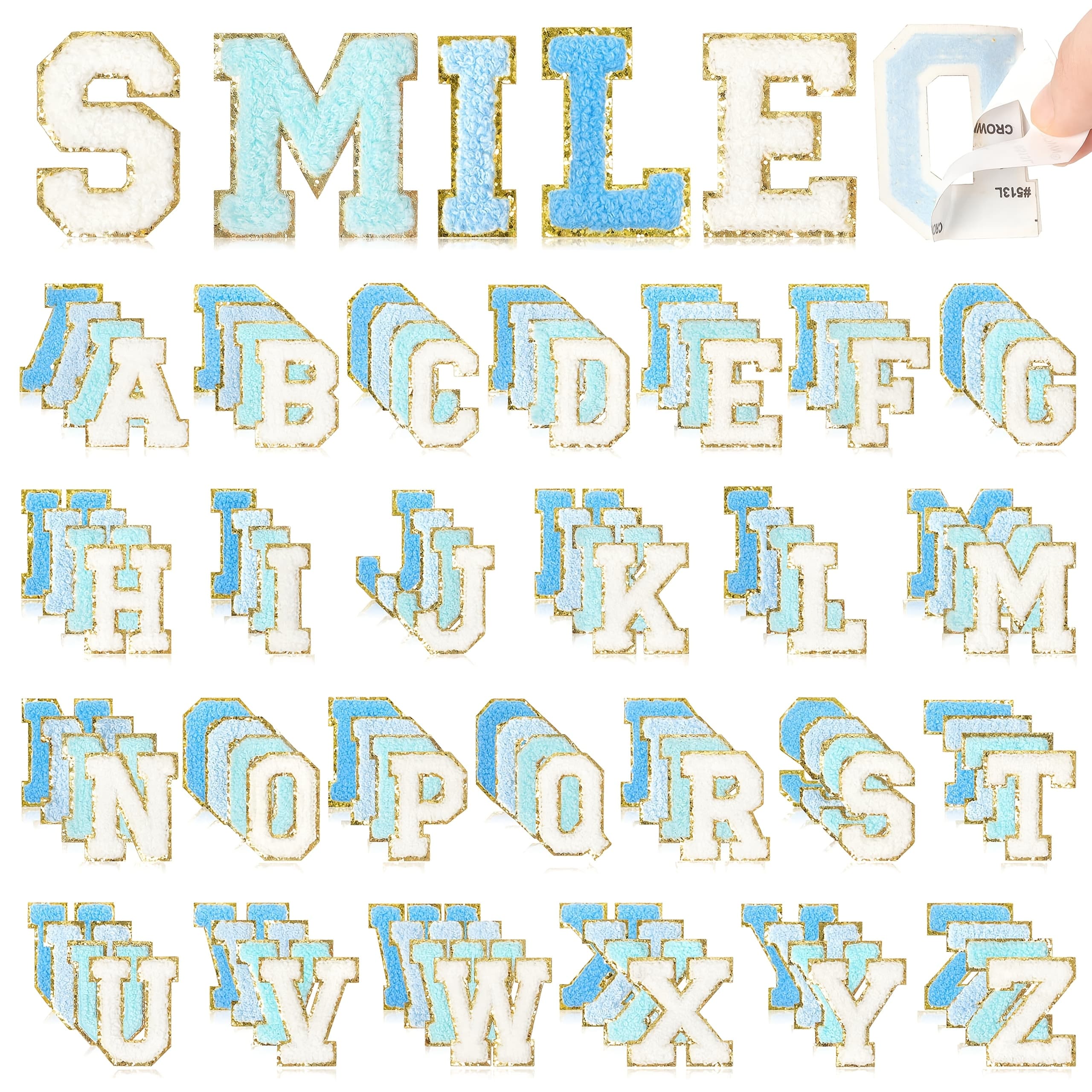 TEMU Self-adhesive Chenille Letters Patches: 104pcs -colored Letter Patches Stickers - Varsity Initial Patch For Clothing Backpacks Make-up Bags Diy Gifts Decor