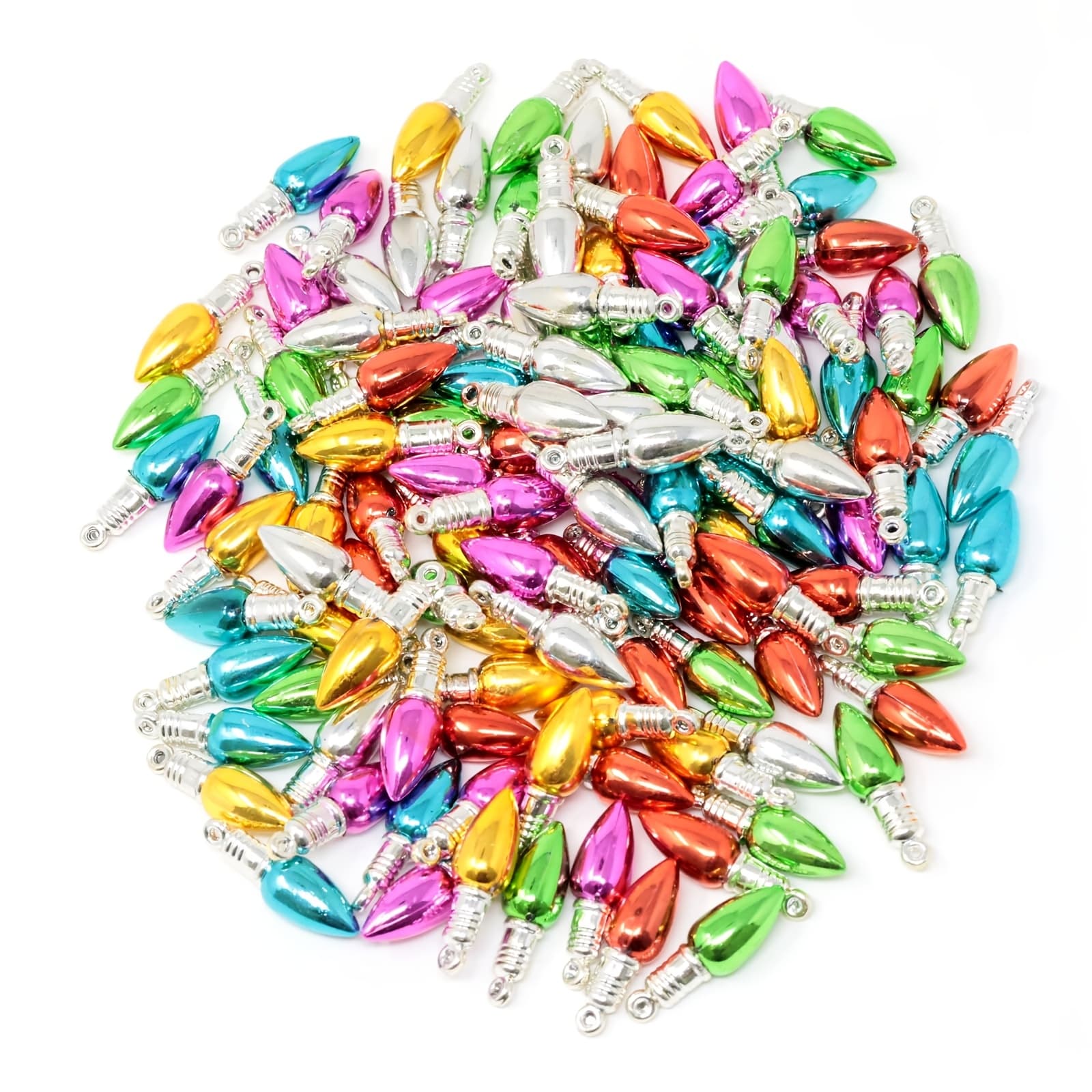 TEMU 120 Mini Christmas Light Bulb Pendants - Plastic Ball Accessories 8x25mm For Holiday Party Decoration, Handicrafts, And Home Decoration Production