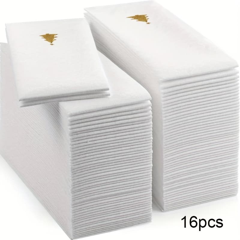 TEMU 16pcs Christmas Tree Napkins, Thickened Disposable Festive Thick Hand Towels, 21.5*10cm, 8.46*3.94 Inch Long Paper Towels Suitable For Parties , Weddings, Christmas And Celebration