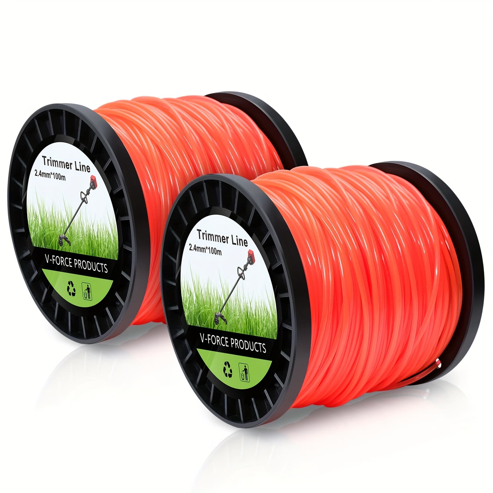 TEMU 2pcs Orange Trimmer Line, Premium Nylon String, 095 Heavy-duty Grass Cutter Cord Suitable For Most Handheld Mower Heads, For Yard And Lawn Use, 0.095 Inch × Total 656 Feet