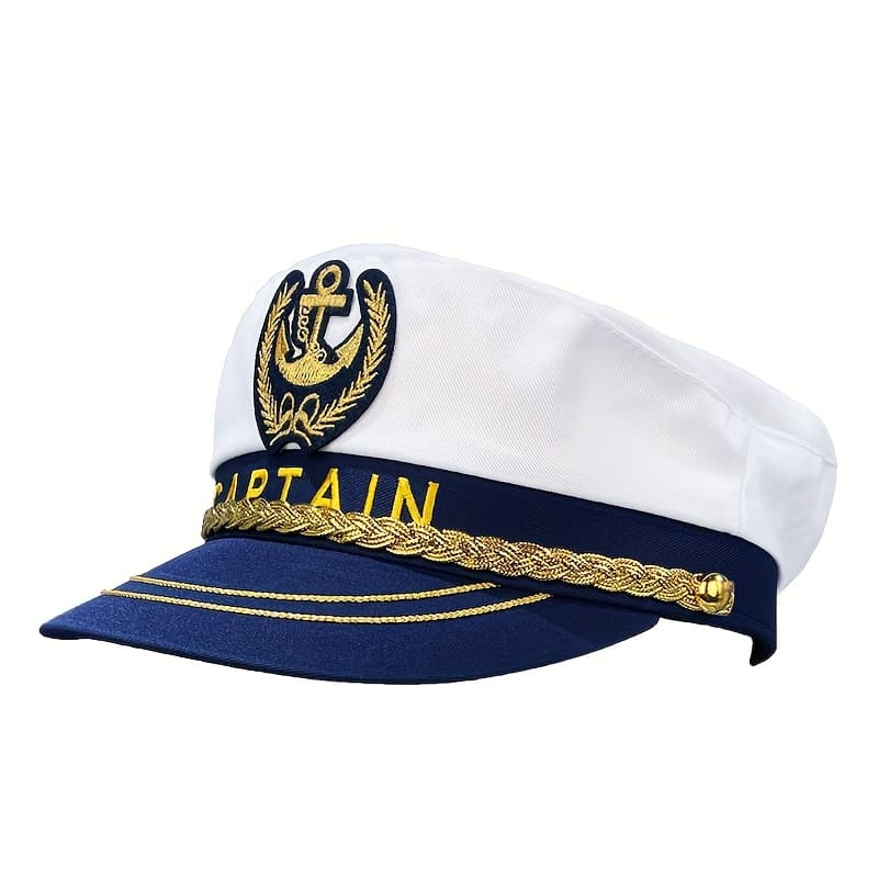 TEMU Adjustable Navy With Navy Blue Brim, Hat With Golden Accents For Outdoor Activities, Beach Parties, Carnivals, And Role-playing