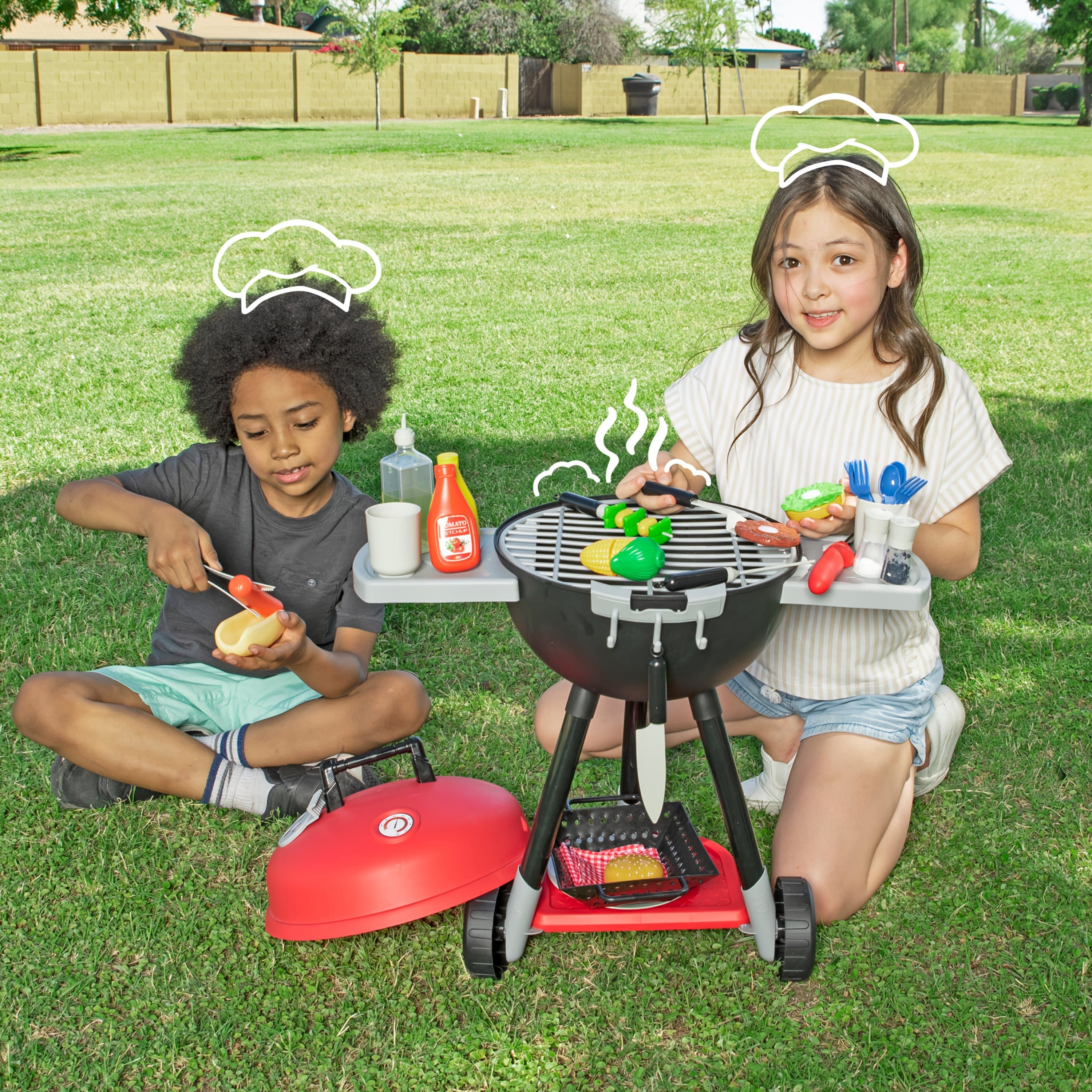 TEMU 34pcs Kitchen Toy Set, Bbq Play Grill, Cooking Toy Set, Play, Kids Grill Playset Interactive Bbq For Kids With , Birthday Gift For Boys Girls