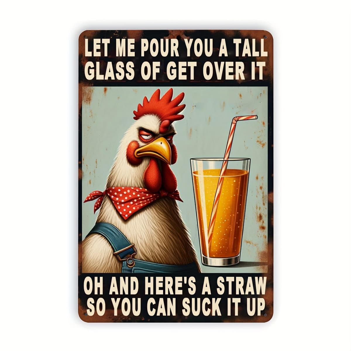 TEMU Vintage " Pour You A Goblet" Chicken Metal Sign - Humorous Chicken Coop Decor For Indoors And Outdoors, Perfect For Home Wall And Room Decor (8x12 Inches)