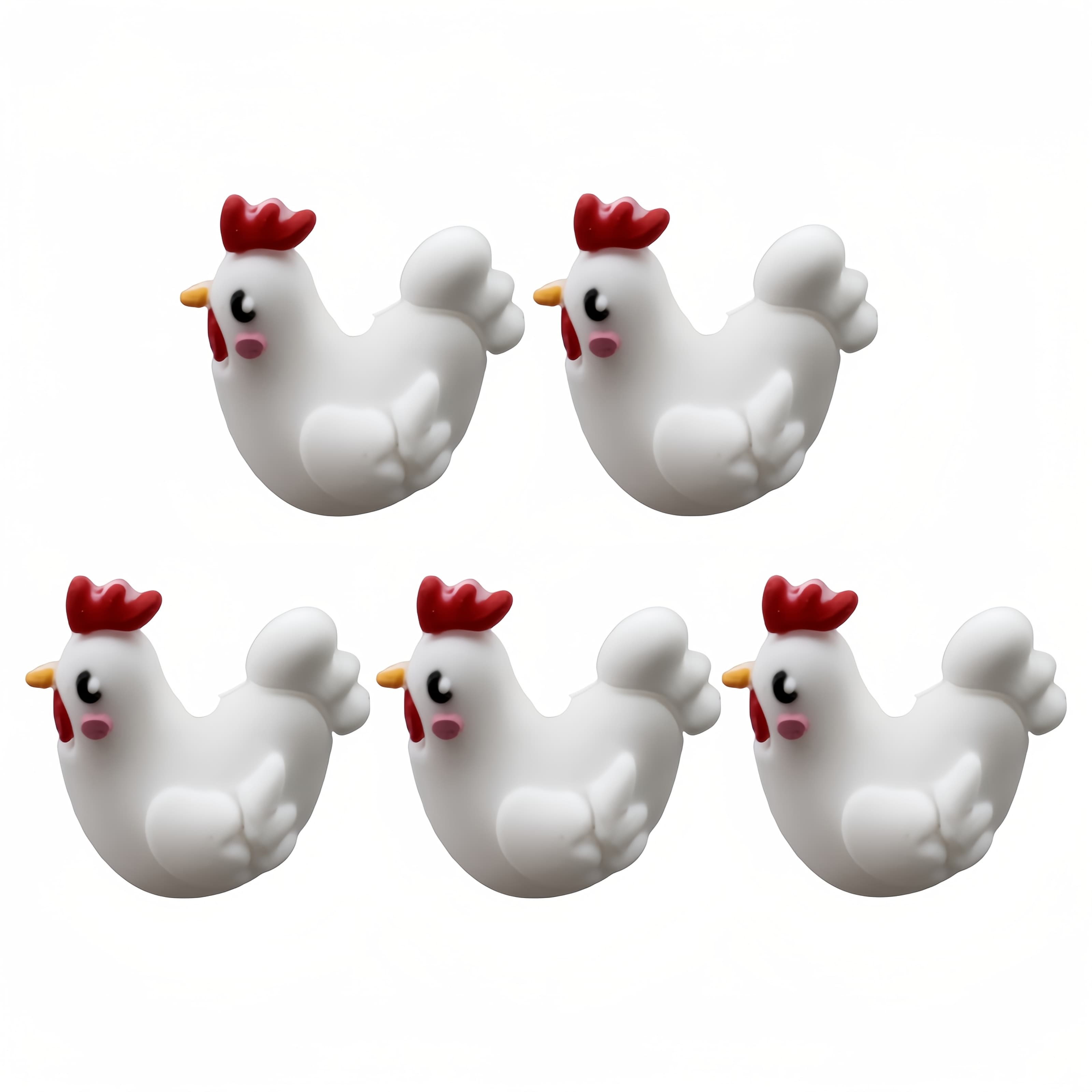 TEMU 5pcs 3d Stereoscopic Chick Silicone Beads Beads Great For Beaded Pens, Keychains, Bracelets, Necklaces, Lanyard Additions Decorative Beads