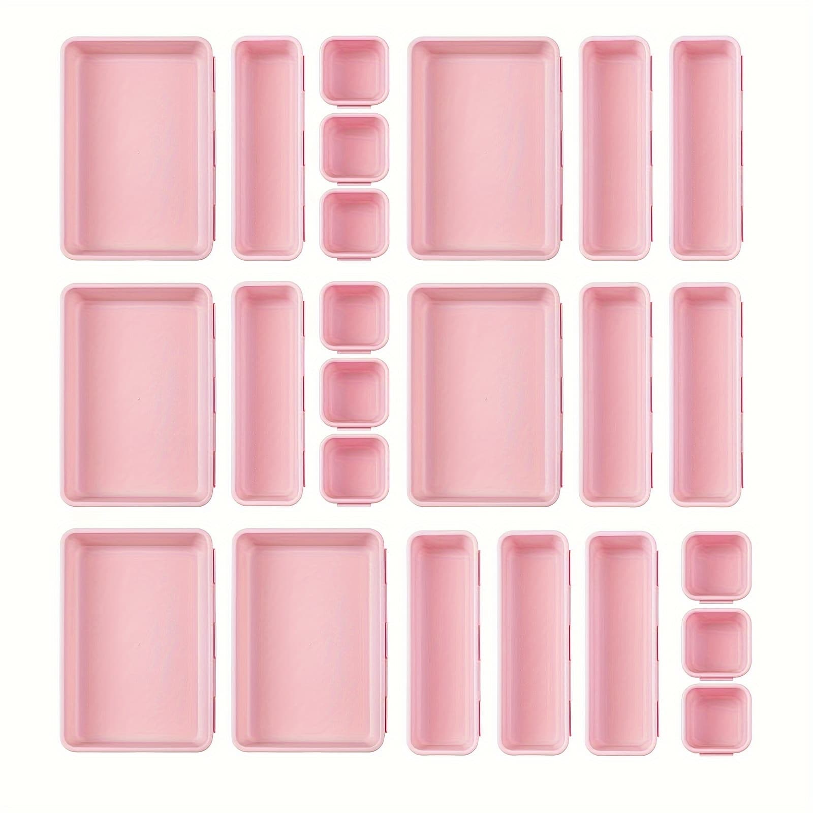 TEMU 24pcs Drawer Organizer Plastic Drawer Storage Clothes Makeup Organizer Bathroom Drawer Organizer Desk Drawer Organizer, Desk & Drawer Organizer For Home Storage