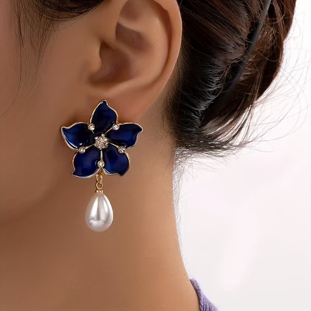 TEMU 1 Pair Of Earrings, Flower Earrings For Women, Elegant And Exquisite For Banquet And Daily Wear, Gorgeous Vintage