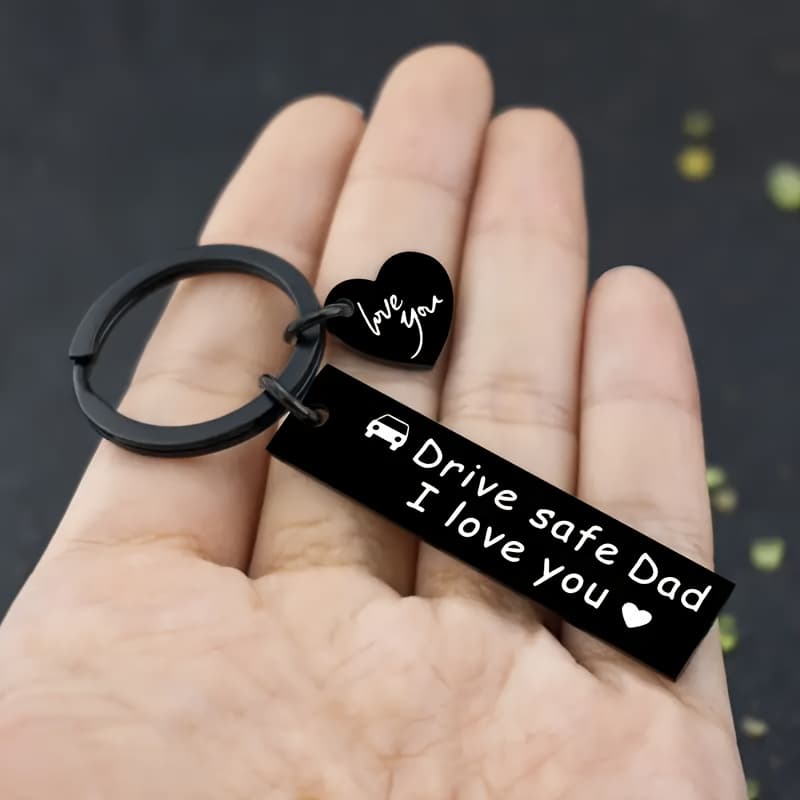 TEMU 1pc Stainless Steel Keychain - Durable, Engraved, Drive Safe Dad I Love You Message - Best Fathers Day, Birthday, Christmas Gift For Dad From Daughter, Son, Or Family