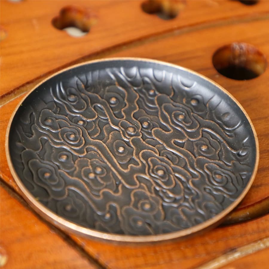 TEMU 1pc " " Alloy Coaster Chinese Style Heat-resistant Cup Holder Trendy Tea Set Accessory Creative Desktop Decor Non-slip Insulation Mat Business Gift Traditional Collectible