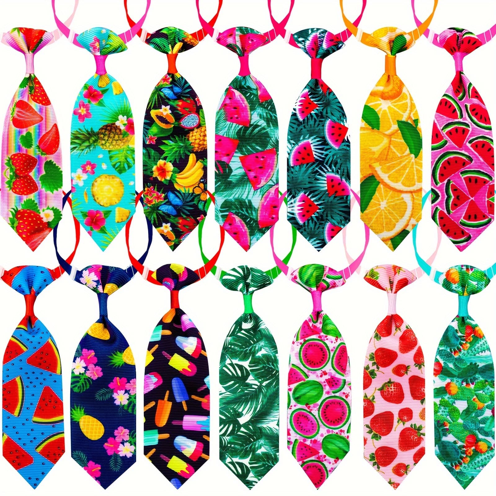 TEMU 12pcs Assorted Summer Fruit Pattern Cooling Summer Pet Ties For Dogs And Cats