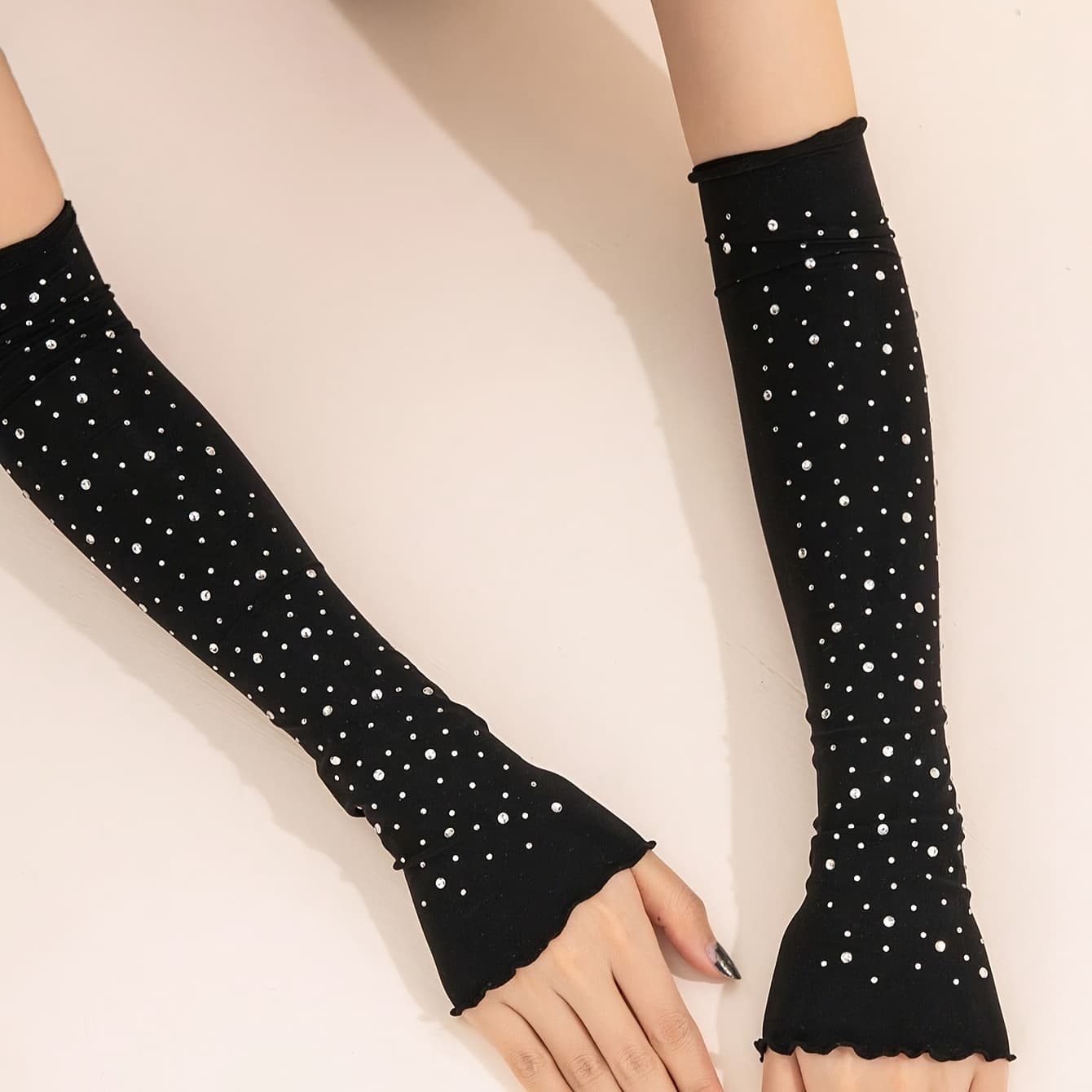 TEMU 1 Pair Of Handmade Shiny Ruffle Versatile Women's Arm Sleeves