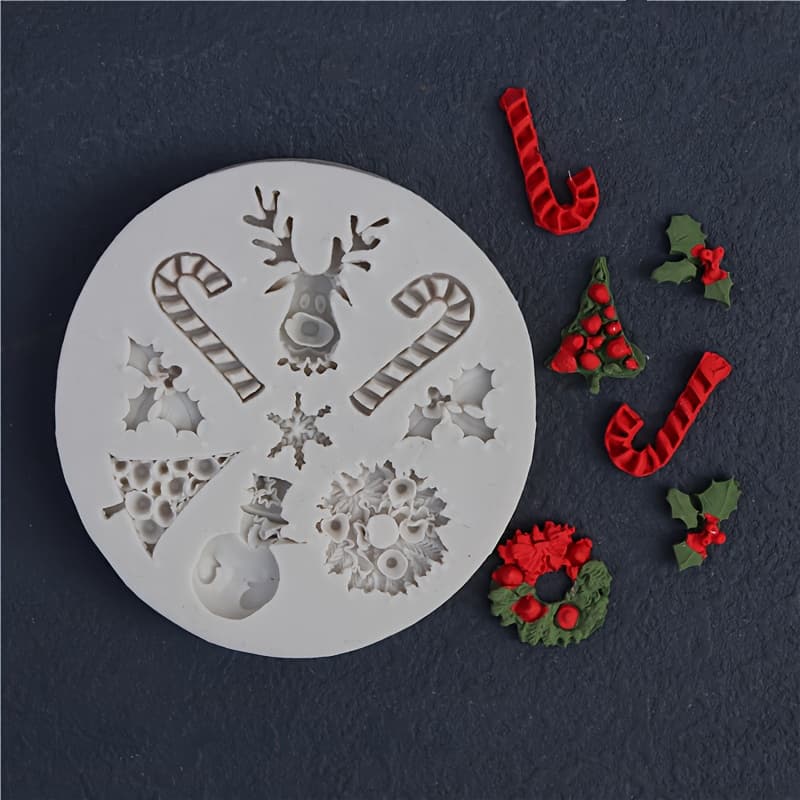 TEMU Christmas Snowflake Reindeer Cane Christmas Tree Christmas Leaves Bell Silicone Mold Decorative Mold Handmade Clay Mold