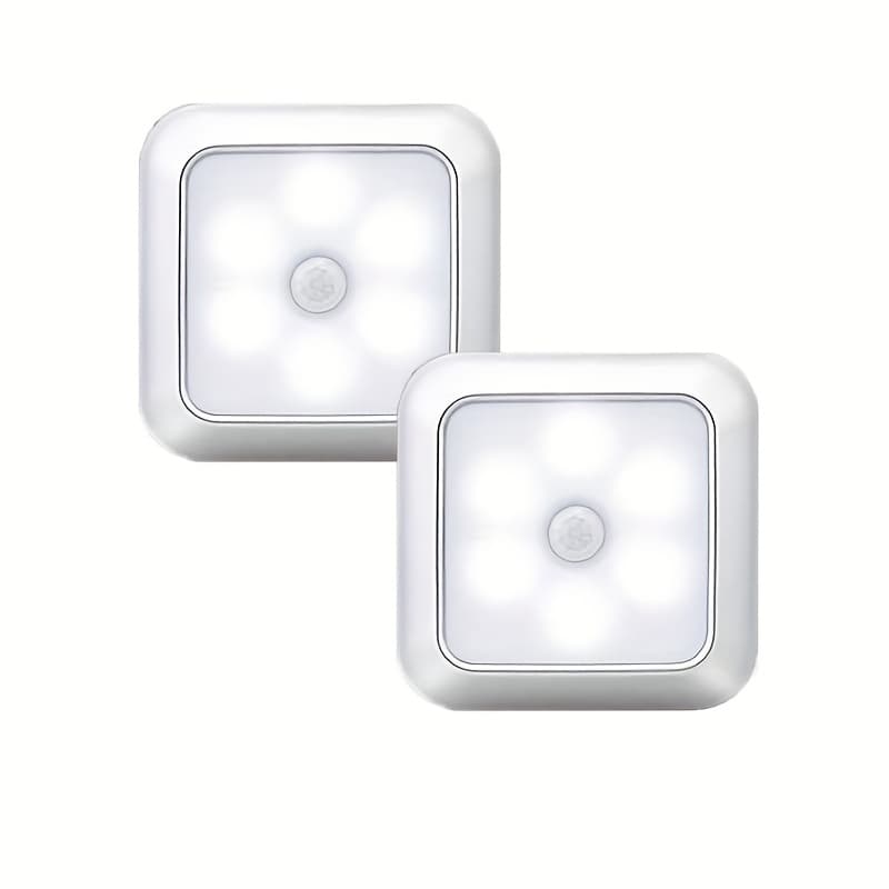 TEMU 2/4/8pcs Led Motion Sensor Lights Battery Operated Outdoor Lights, Staircase Lights With Smart Sensor Adhesive Pads Suitable For Bedroom, Closet, Hallway Lighting Energy Saving