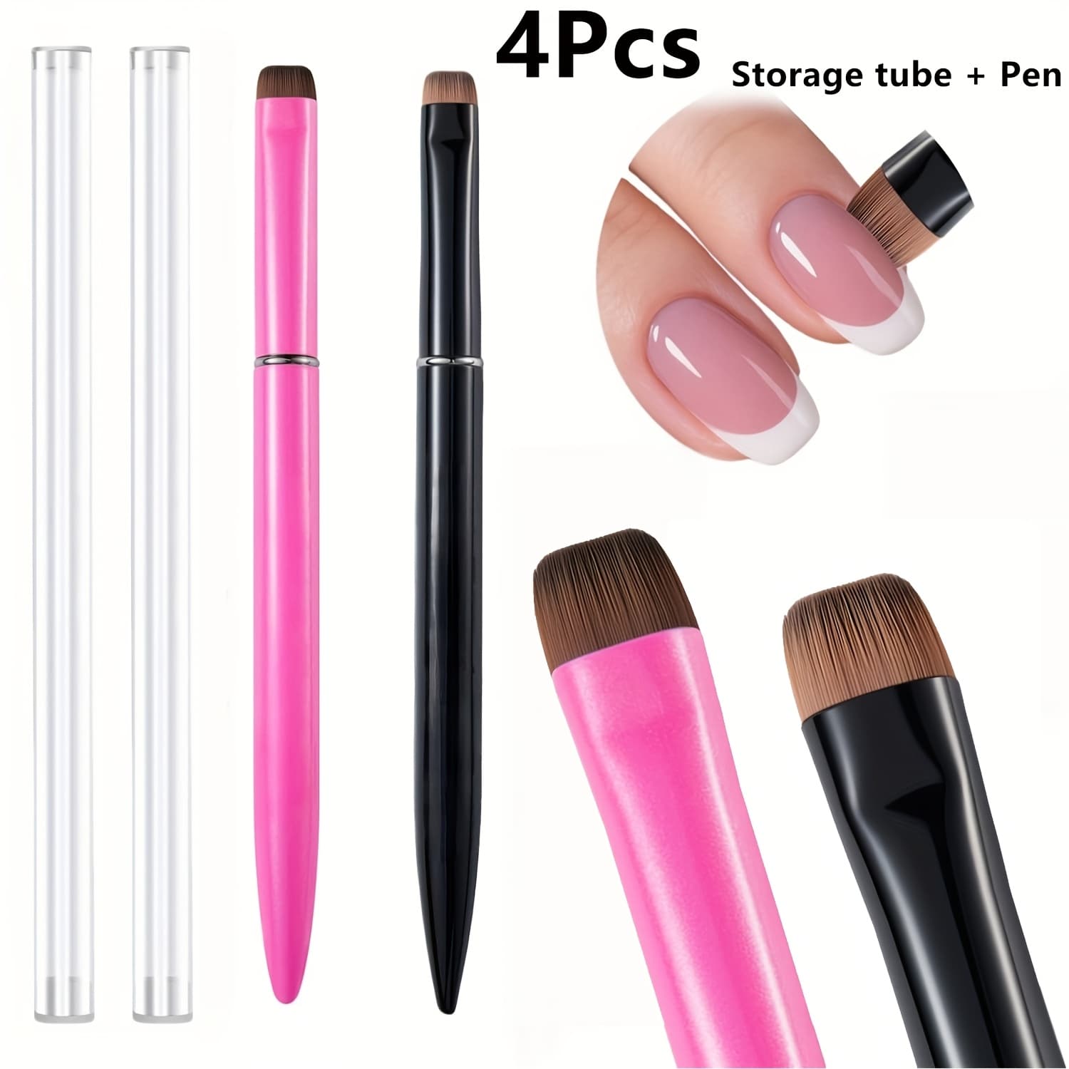 TEMU 4/2pcs Nail Art Brush, 3-in-1 Function Nail Art Pen, Suitable For Nail Art, Common Brush Numbers Nail Artists