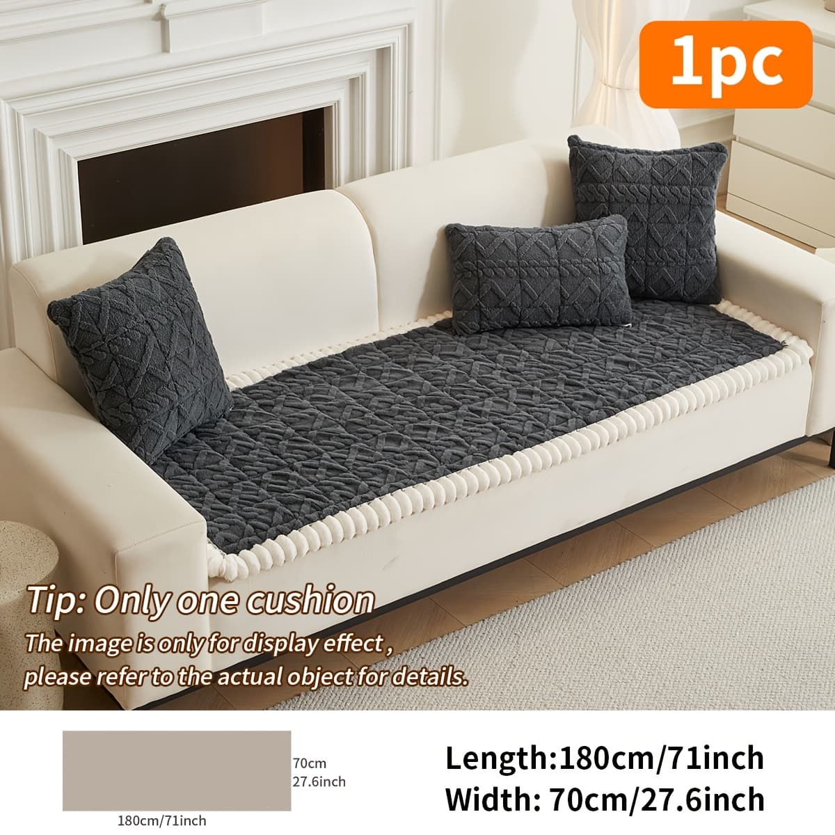 TEMU 1pc Soft Quilted Sofa Cushion, Thickened Polyester Sofa Cover For In Autumn And Winter, Home Decoration Suitable For 2, 3, Or 4-seater Sofas.