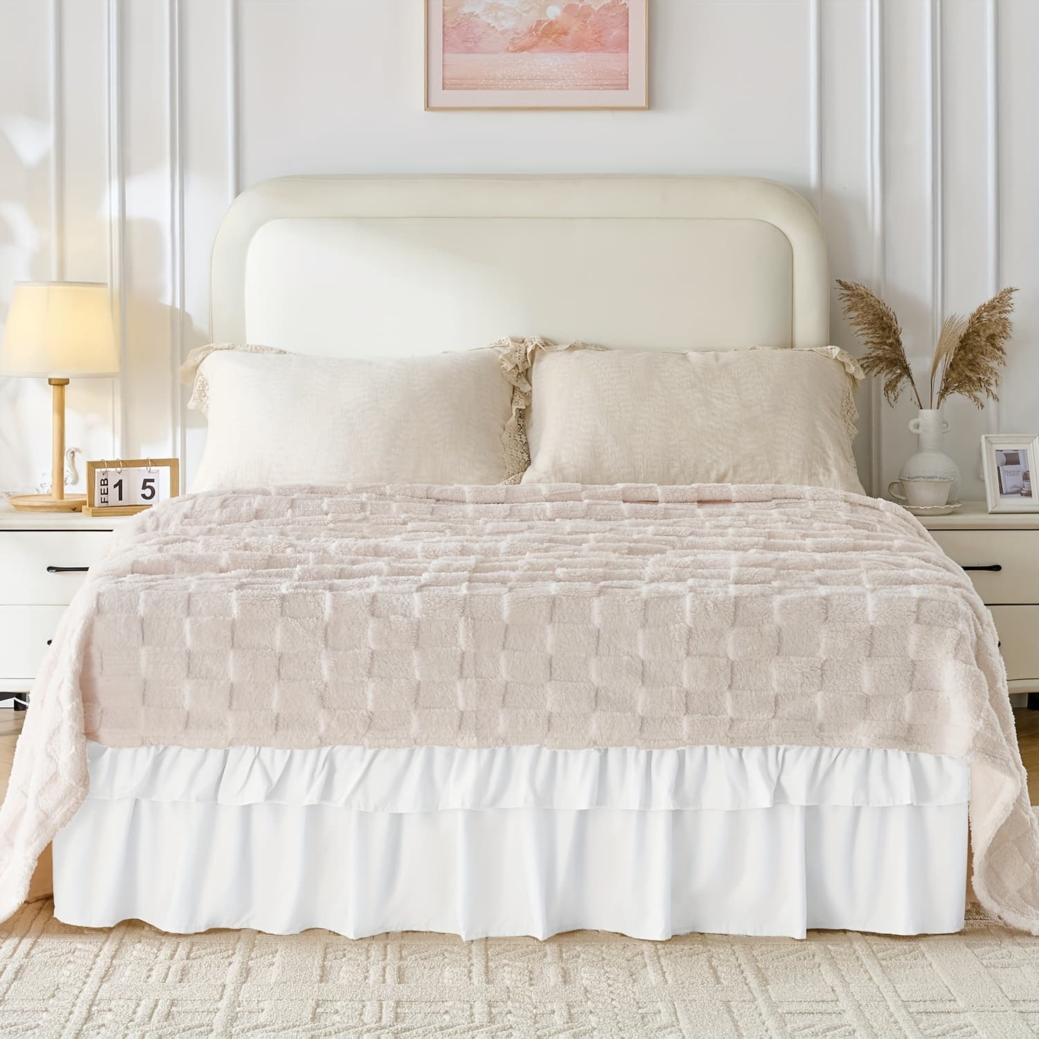 TEMU Ruffle Bed Skirt 16 Inch Drop, Elastic Wrap Around Bed Skirts For Twin Full Queen King Ck Size Bed, Dust Ruffle, Machine Washable Soft Fabric, Multi Ruffle Bedskirt For Bedroom Bedding Decor