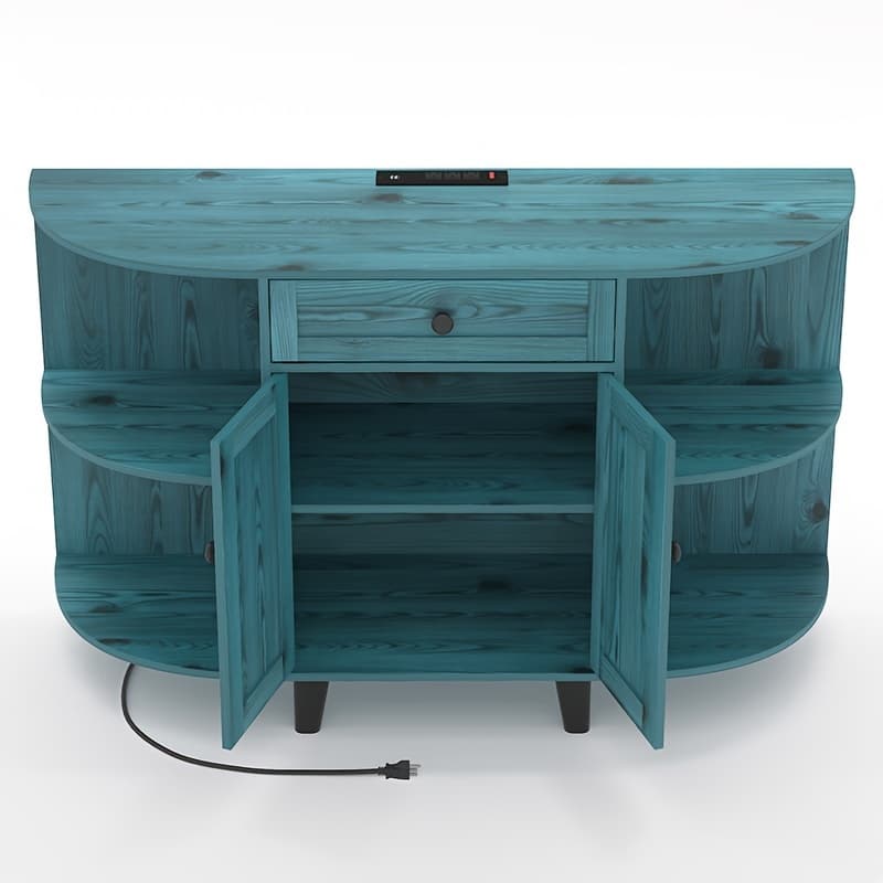 TEMU Sideboard Buffet Cabinet, Freestanding Kitchen Cabinet With Storage, Accent Coffee Bar Cabinet With Doors, Vintage Blue