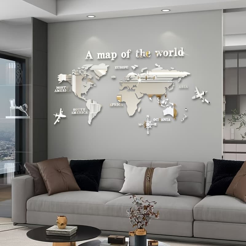 TEMU Classic Acrylic Wall Decor - Diy Bohemian Style Mirror With Plastic Surface, Perfect For Classrooms, Offices, Bedrooms, And Living Rooms