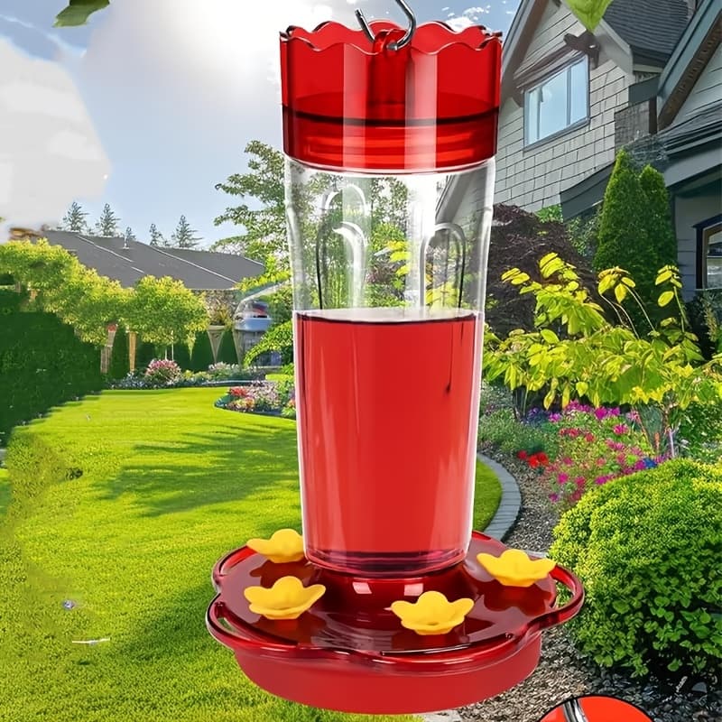 TEMU 1pc A Leakproof Plastic Hummingbird Feeder Designed As A Hanging Hook, Suitable For Indoor Courtyard Decoration And Dispensing Bird Food For Bees And Flowers