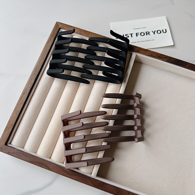 TEMU 2pcs Women's Minimalist Cross Hair Clip Combs, Hair Claw Clips