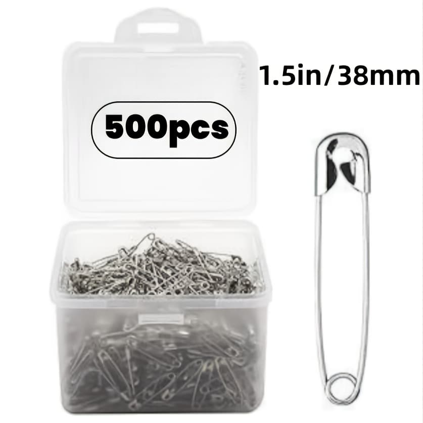 TEMU 1000/500/300pcs - Safety Pins, Large Capacity Pack Of Clothing Clips Decorative Safety Pins, Sewing Accessories Kit With Portable Box For Home And Office Use
