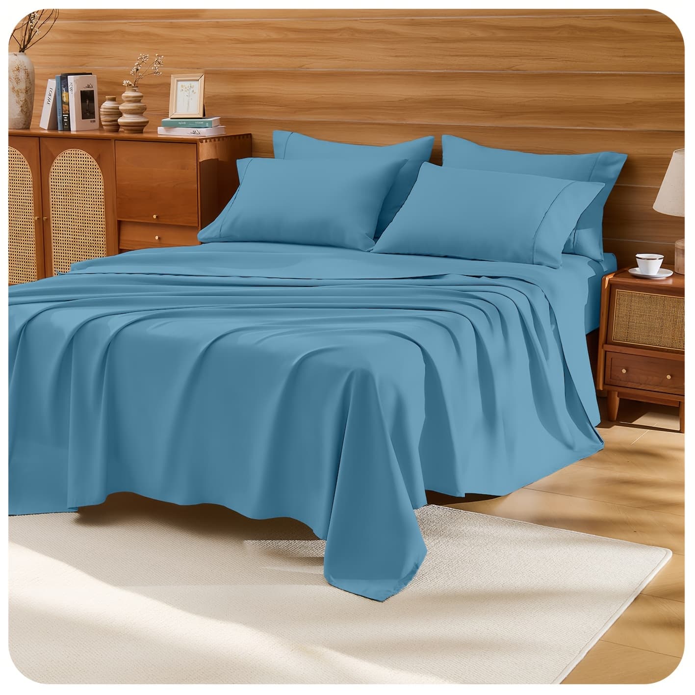 TEMU Queen Size 6pcs Bedding, Soft Double Bed Sheet Set - Breathable And Cool - Hotel Luxury - Polyester Microfiber Bedding, Suitable For Women And Men