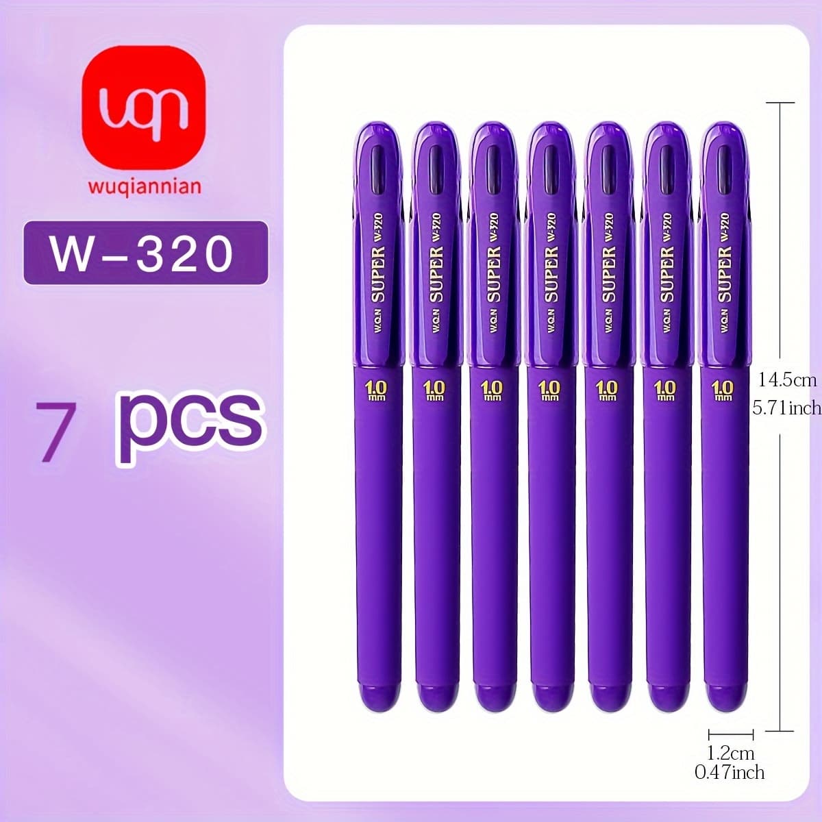 TEMU Wqn) 7pcs Gel Pen Purple Neutral Pens, Beautiful , 1.0mm Thick Stroke Tip, Large Capacity Style, Smooth And Stable Writing, Art Drawing Pen, Note Taking And Greeting Card Writing, Bright Writing