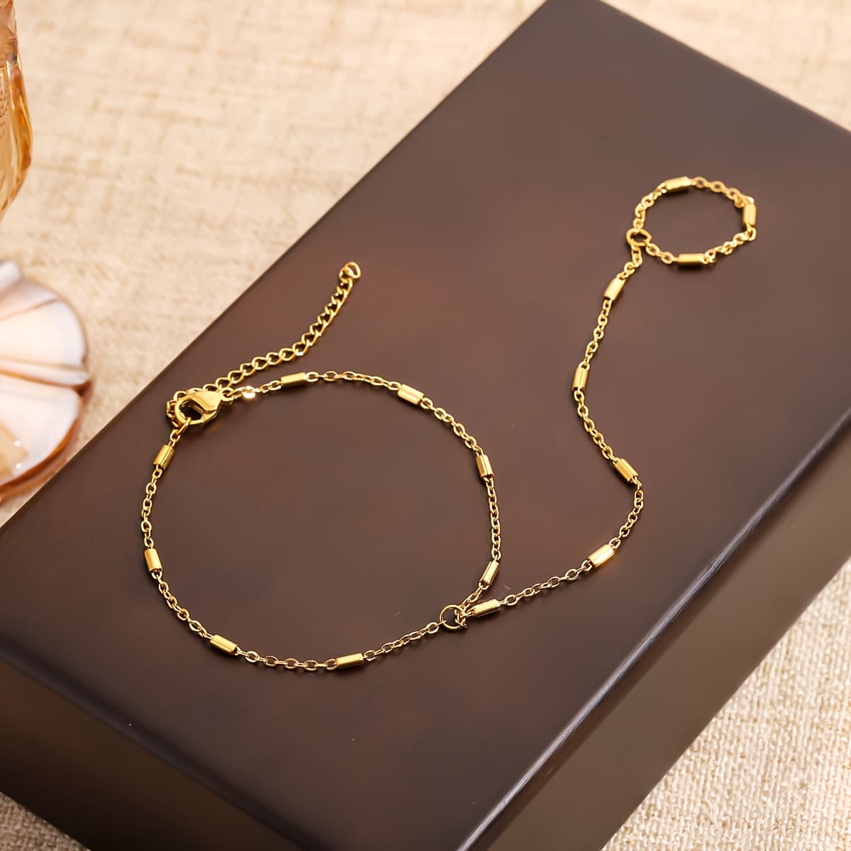TEMU Minimalist Basic Design Finger Stainless Steel Bracelet, Material That Won't Fade, Women' Wear Accessory, Unique Niche Hand Jewelry