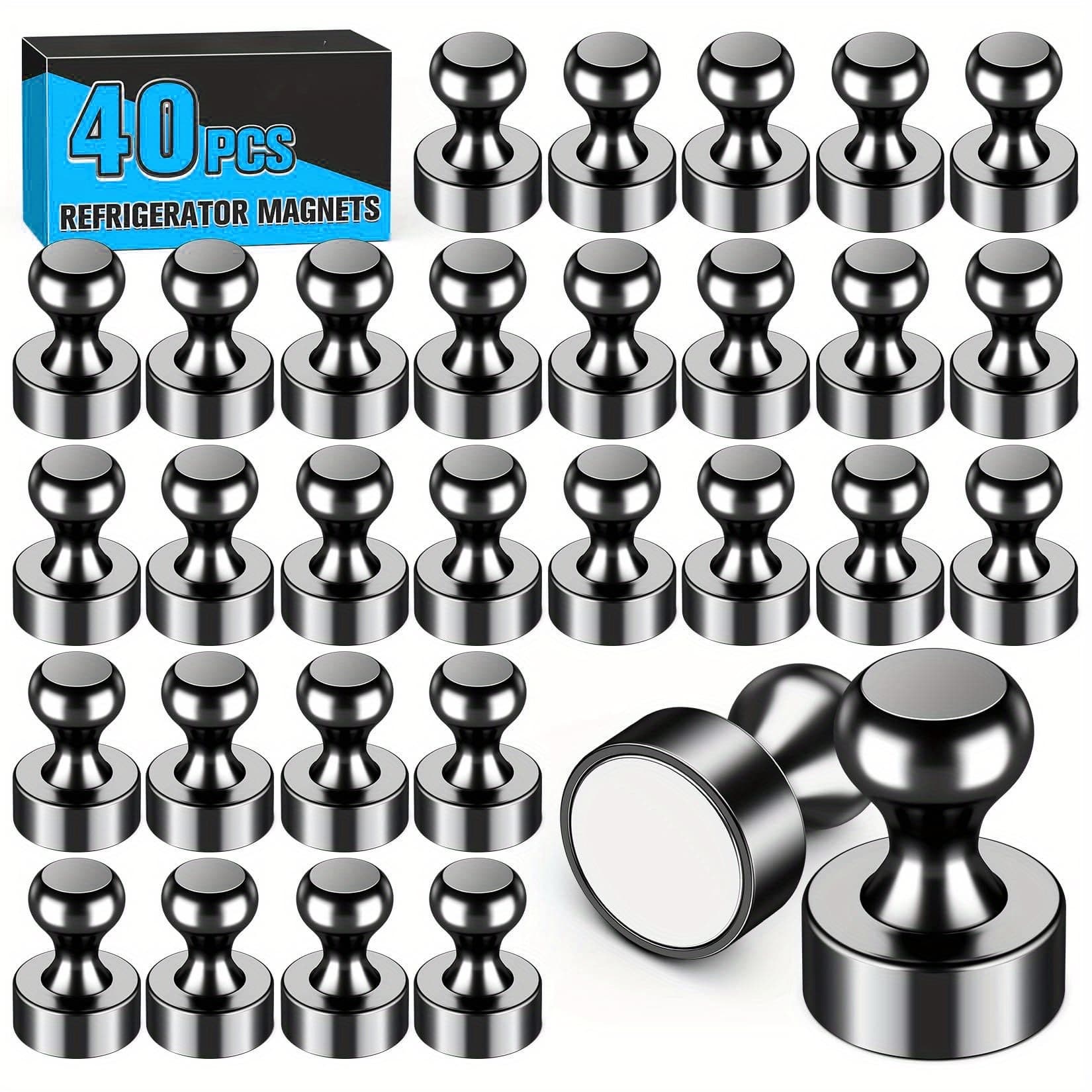 TEMU Sidiper 40pcs Black Refrigerator Magnets Fridge Magnet, Whiteboard Magnets, Fridge Magnets Adults, Small Magnets For Kitchen, Office, Locker